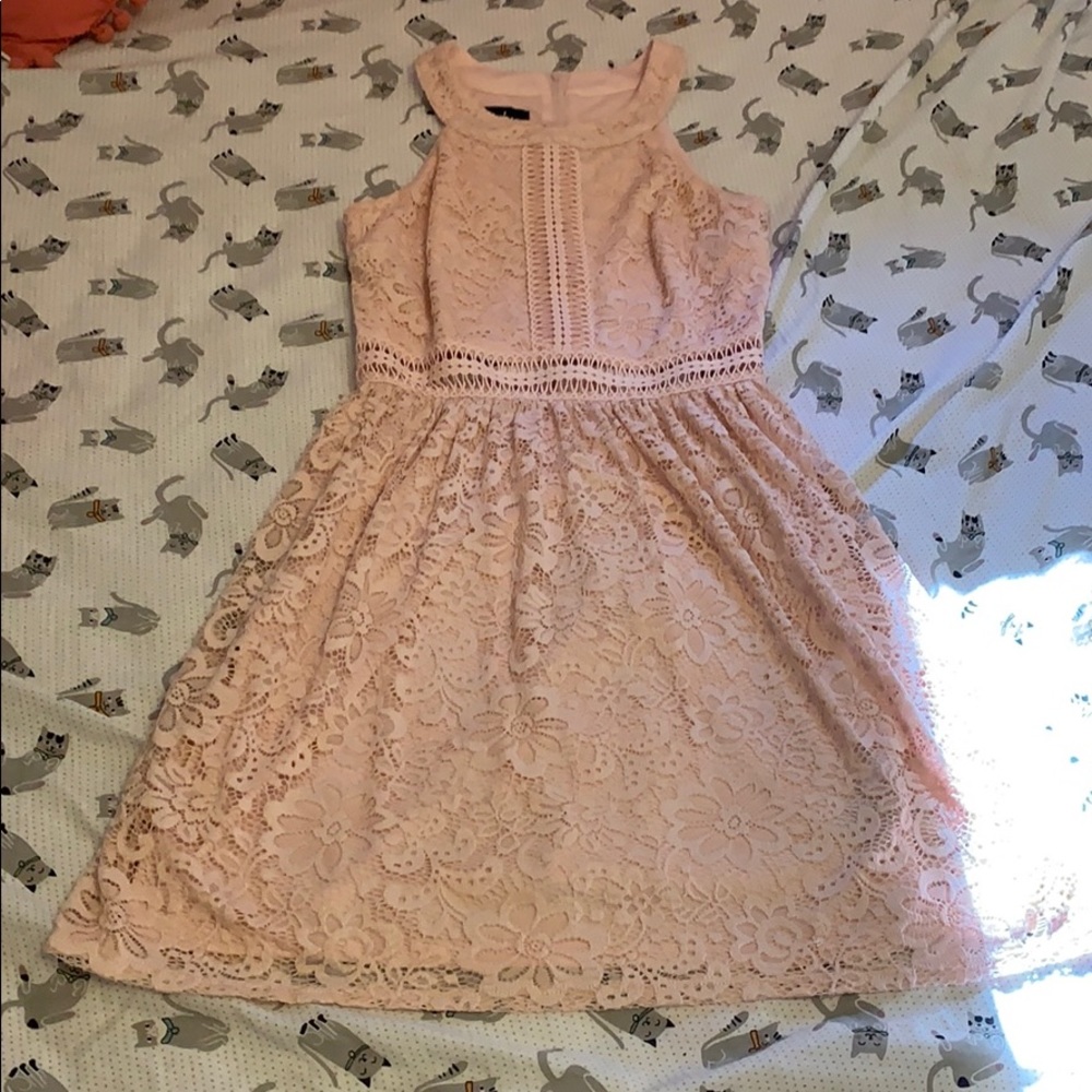 Pink floral zip up dress